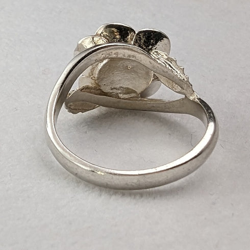 1976年 英国ヴィンテージ ジュエリー バラ彫刻 純銀リング 指輪